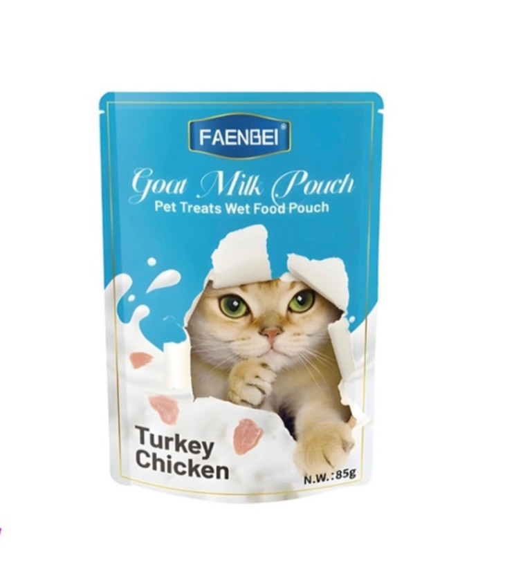 پوچ گربه فنبی مدل چانک طعم مرغ و بوقلمون وزن 85 گرم