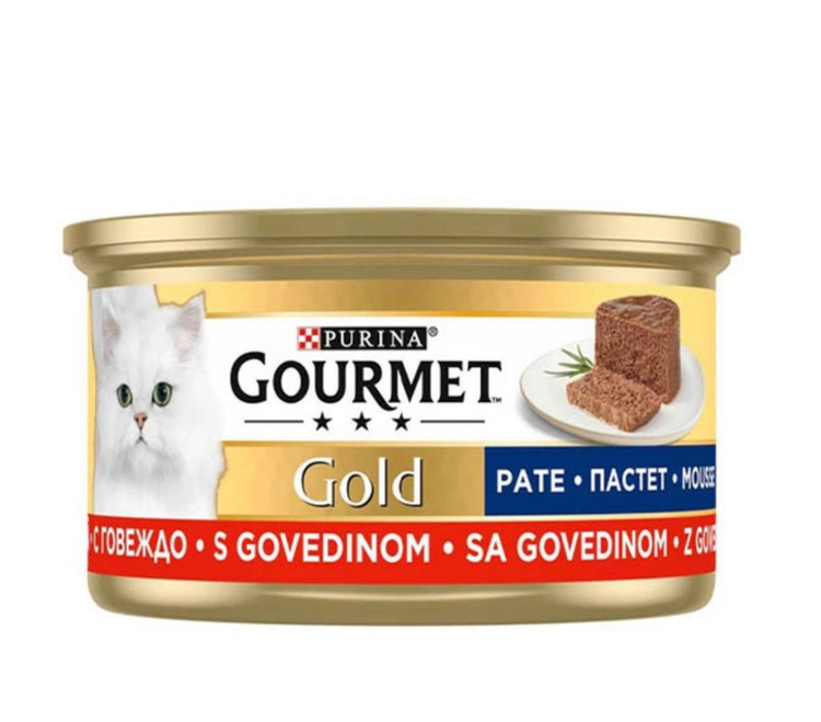 کنسرو غذای گربه گورمت مدل پته گوشت Beef Pate وزن 85 گرم
