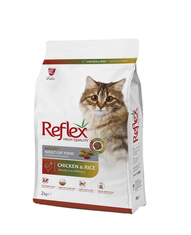 غذا خشک گربه بالغ فله ای مدل رفلکس گورمت مولتی کالر طعم مرغ و برنج وزن 1 کیلوگرم