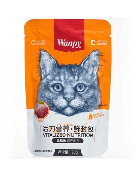 پوچ گربه ونپی با طعم مرغ و ماهی تن وزن 80 گرم