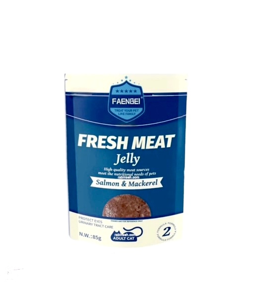پوچ گربه فنبی مدل Fresh Meat Jelly طعم سالمون و ماهی ماکرل وزن 85 گرم