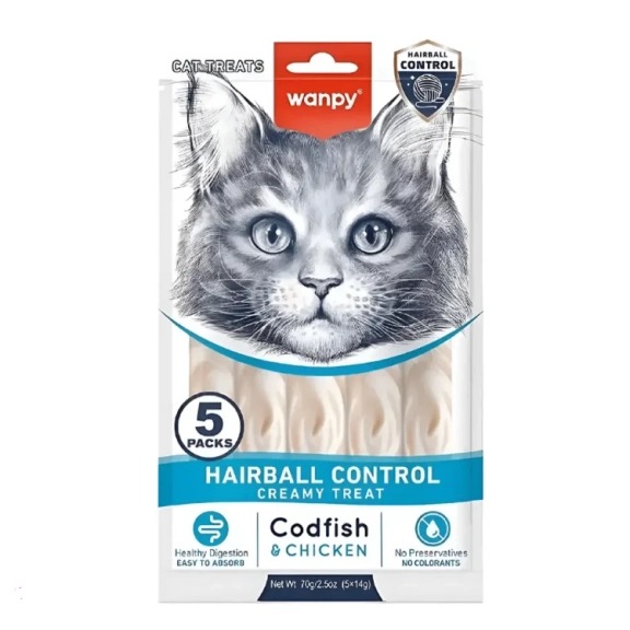 بستنی گربه ونپی مدل ضد گلوله ی ‌مویی (Hairball Control)وزن 70 گرم