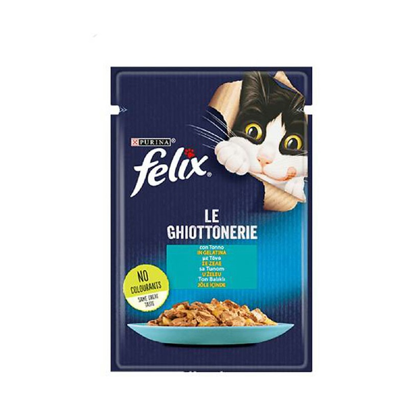 پوچ گربه فلیکس با طعم ماهی تن در ژله وزن 85 گرم