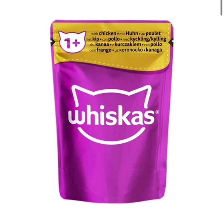 پوچ گربه ویسکاس با طعم مرغ Whiskas Cat Pouch in Gravy وزن 85 گرم