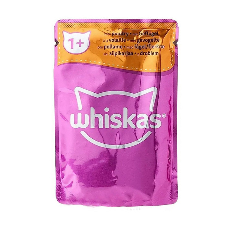 پوچ گربه ویسکاس با طعم گوشت پرندگان Whiskas Cat Pouch in Gravy وزن 85 گرم